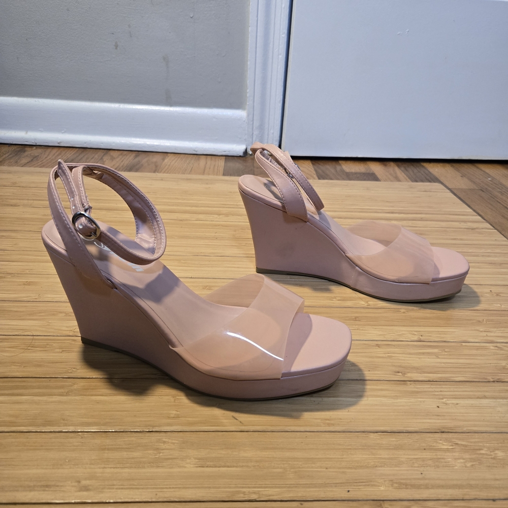 Elegant Nude Wedge Sandals